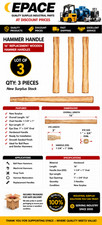 Replacement hammer handle 16" lot of 3