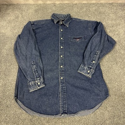 Polo Sport Ralph Lauren Shirt Men s M Lowell Sport Blue Denim Button Up Vintage