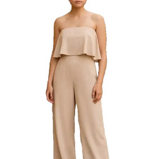 NEW Amanda Uprichard Topanga X-Small Light Beige Strapless Jumpsuit Made in USA