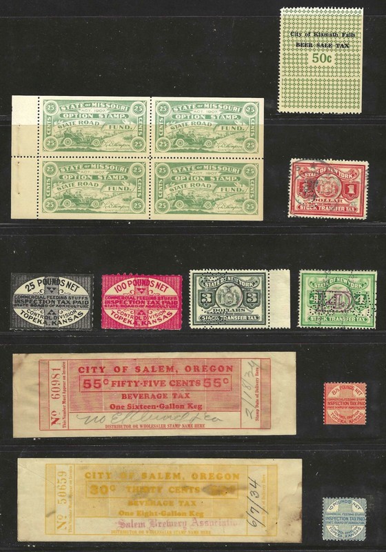 Lot of (14) US State Revenue Stamps OR NY MS KS MINT NICE LOOK!! High Cat Value!
