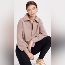 Varley Tan Ribbed Half-Zip Sweater Ramona Sweatshirt 2.0 Size Large L