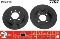 2X Bremsscheibe TRW DF4319 FüR Colt Lancer Carisma Mitsubishi 5 4 Station Wagon