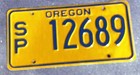 OR Special Vehicle License Plate Oregon SP 12689 Yellow Blue Lic — photo 1