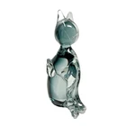 Vintage Art Glass Cat Sculpture Smoky Teal Murano Style Hand Blown Figurine 6.5”