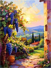 Tile Mural Tuscan Vineyard Italian Landscape Grapes Kitchen Wall Art Backsplash