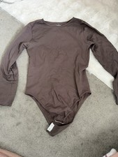 Women’s Brown Long Sleeve Bodysuit In Size Large