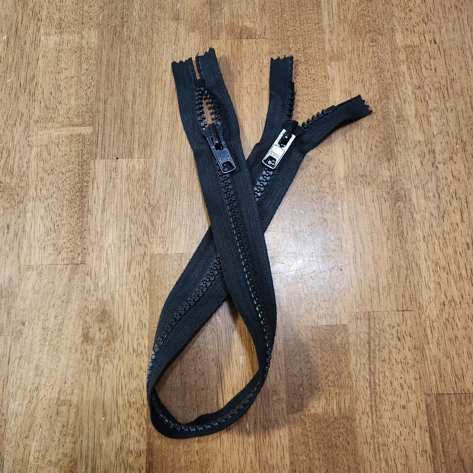 Lote a granel de 36 cremalleras YKK #10 Vislon 24" negras 2 vías cerradas, bolsa/tapicería Foto 3 de 4