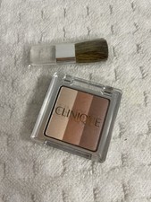Clinique Shimmering Stripes Powder Blusher in 01 PEONY  Blush Brush MINI SIZE