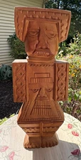 Lg Wooden Hand Carved Mayan Aztec Totem Tiki Style Figure Sculpture -  Ecuador