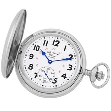 Gotham Men's Chrome Plated Double Hunter 17 Jewel Mechanical Pocket Watch