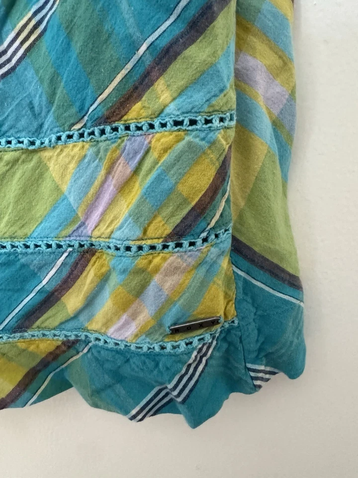Vestido halter estampado a cuadros Y2K Roxy talla pequeña Foto 4 de 4