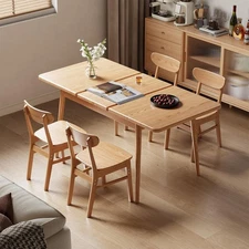 Solid Wood Extendable Dining Table for 4-8 People with Seamless Extension