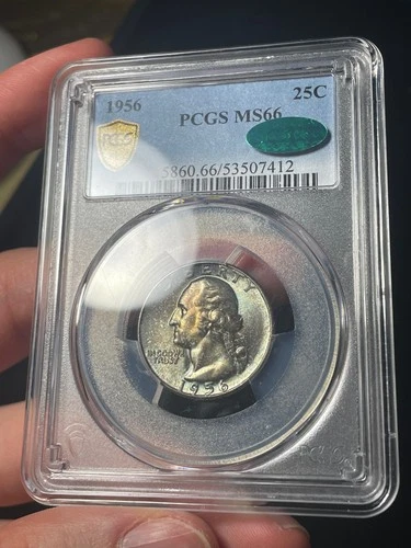 1956 PCGS MS66 CAC Washington Silver Quarter Toned EX. MS67 Fatty