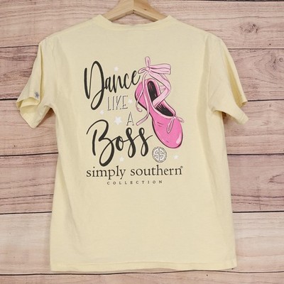 Simply Southern T-Shirt Youth Medium Yellow Dance Like A Boss Ballet Tee Girls