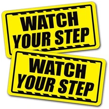 Watch Your Step stickers decal caution warning safety garage vinyl stairs 2 pack