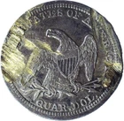 LIBERTY SEATED QUARTER - 90% SILVER - DAMAGED & BLACK OBVERSE - ttmh307