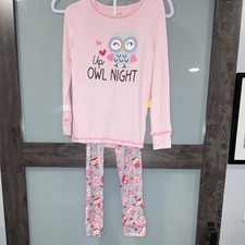 Ren&eacute; Rof&eacute; Owl Girls Pink Gray 2-Piece Long Sleeve Flame Resistant Pajama Set 10