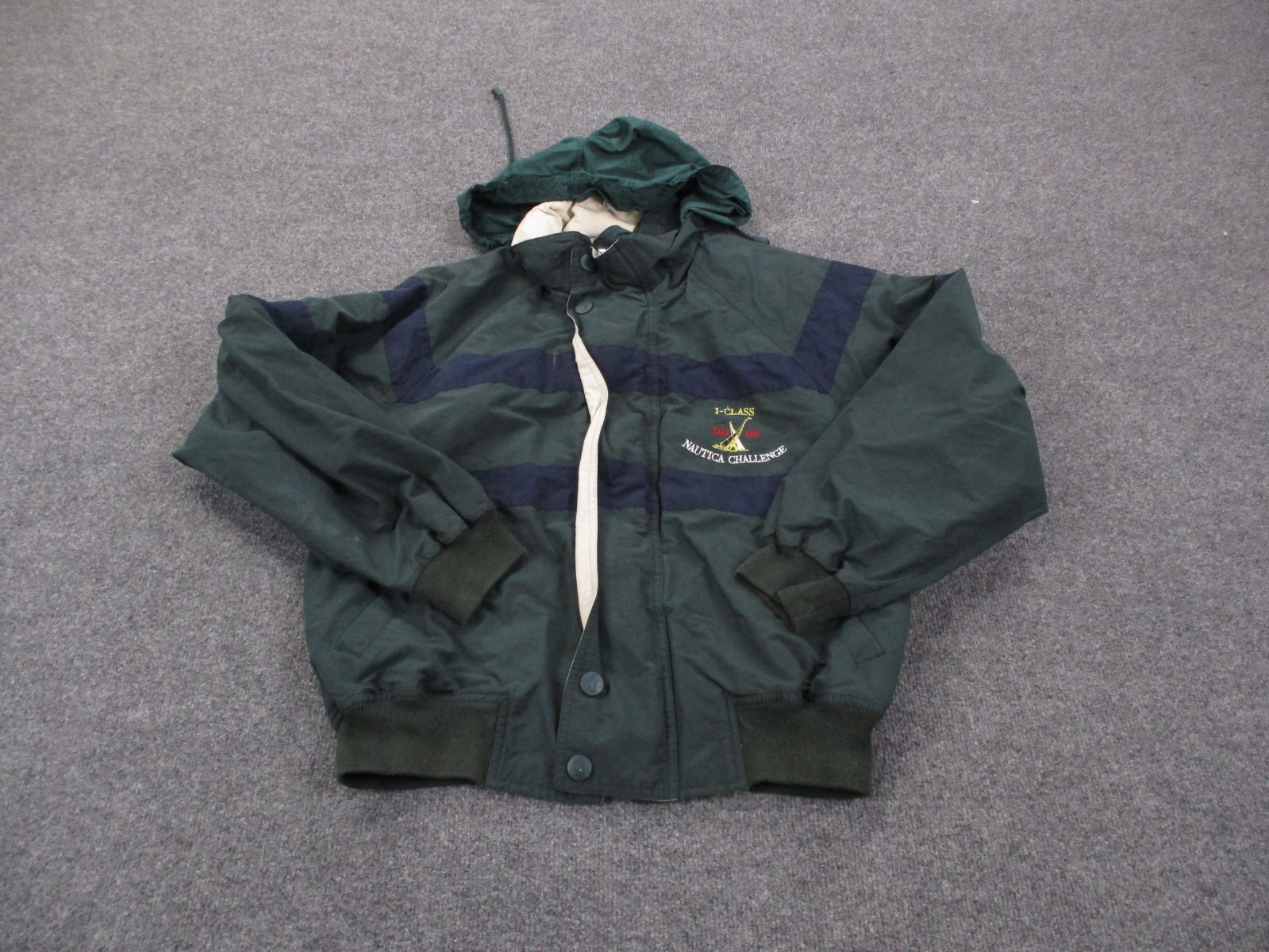 Vintage Nautica Jacket Mens M Hoodie J Class Challenge Logo Outdoors Active