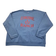 Hanes Blue Sweatshirt Big Logo Regular Crew Neck Jumper Womens Large
