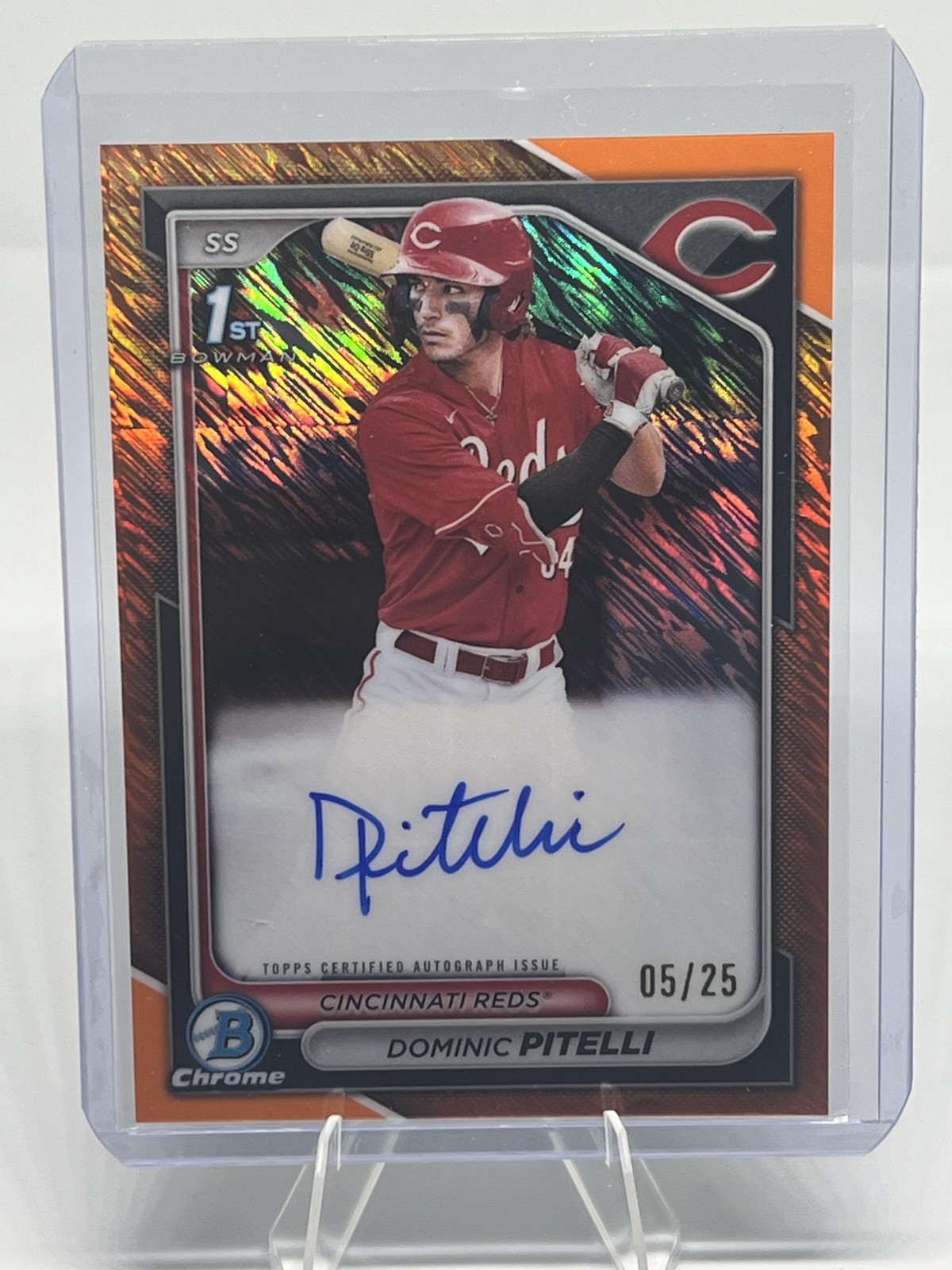 2024 Bowman Chrome #CPA-DPI Dominic Pitelli Auto Orange Shimmer Refractors /25
