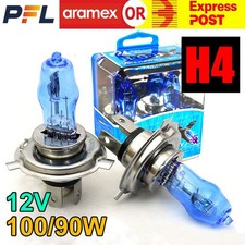 H4 HEADLIGHT GLOBES CAR LIGHT BULBS 100/90W 6000K 12V XENON SUPER WHITE (1 Pair)