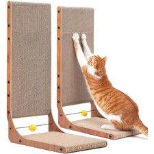 Durable Cat Scratching Board, 26.8" L, 2-Pack Walnut Color