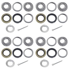 4 Sets for 1-1/16'' Axle Trailer Hub 4Set L44649 Bearing Kit Tang Washers