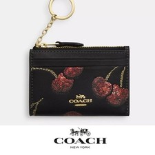 NWT Coach Mini Skinny Id Case With Cherry Print