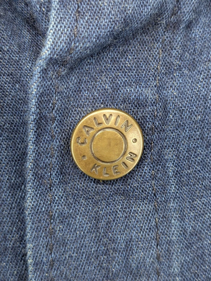Vintage Calvin Klein Skirt Womens 12 Blue Denim Full Button Maxi Pockets USA 90s - Image 3 of 4