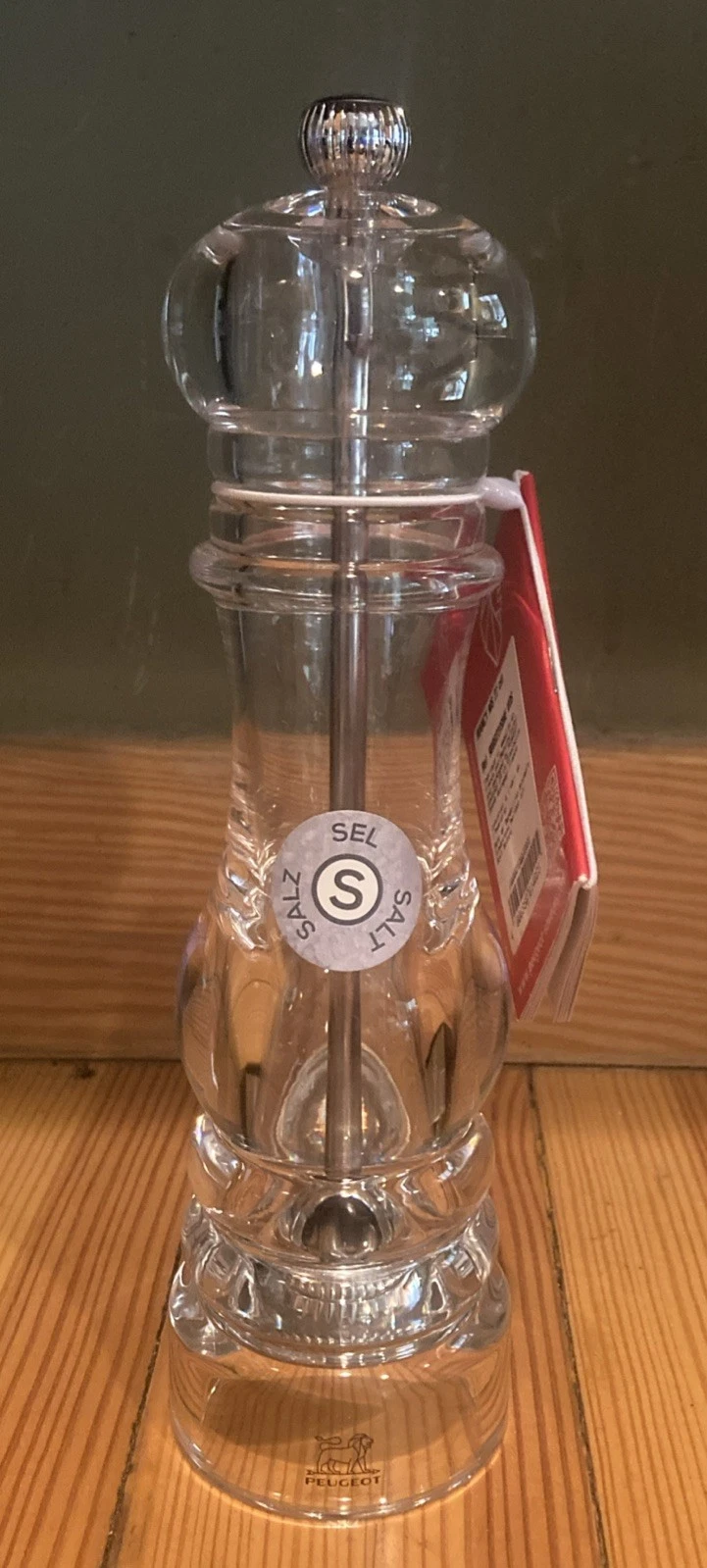Peugeot Nancy Salt Mill Grinder Clear Acrylic 8.75” 22 CM Tall Made In France