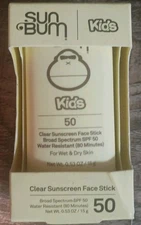 Sun Bum Kids SPF 50 Clear Face Stick Sunscreen - Wet or Dry Skin Application