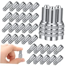  32 Pcs Double Seal Valve Stem Caps Inflate Tire Metal Valve Flow Through 