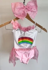 LA Designs Solo Rhinestone Pink Rainbow Dance Costume Child Medium Convention