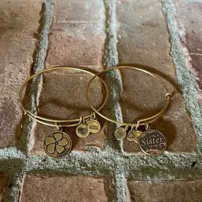 Set of Alex and Ani Gold Bangle Bracelets Like a Sister