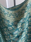 New 100% Silk Crepe Banarasi Style Saree Emerald Turquoise Green w Thread work — photo 3