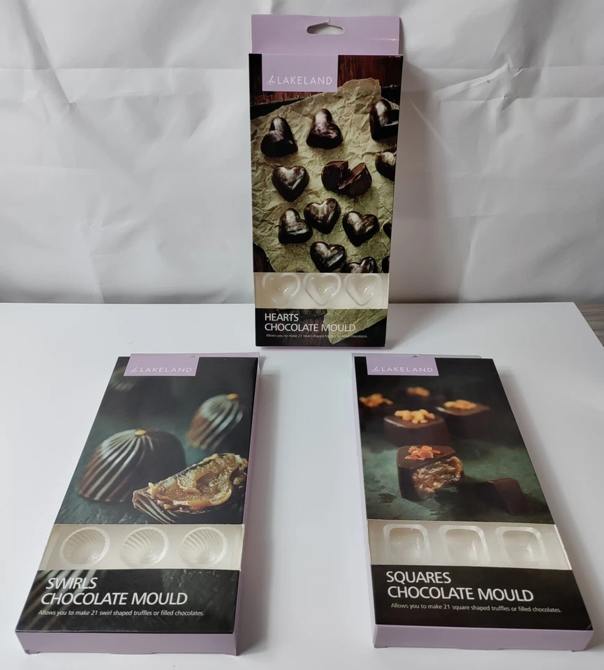 Lakeland Chocolate Moulds, Hearts Squares, Swirls, Make 63 Individual Chocolates - Image 2 of 4