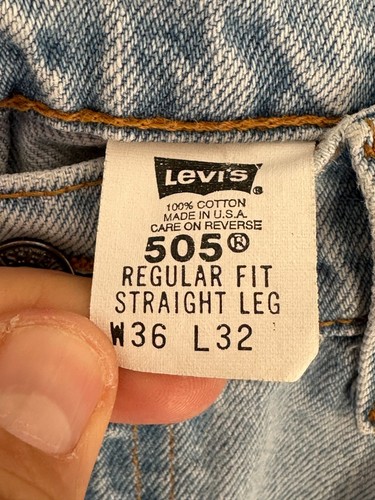Pantalones de mezclilla vintage Levi's 505 1997 de ajuste regular para hombre talla 36x32 hechos en EE. UU. - Imagen 11 de 15