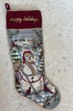 Needlepoint Happy Holidays Snowman Large Christmas Stocking