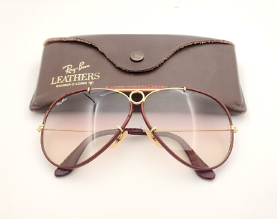 Vintage B&L Ray Ban Bausch & Lomb Pink Gradient 62mm Leather