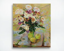 Flowers painting IMPRESSIONISM Original Oil on canvas by A. Onipchenko