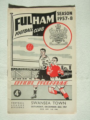 Fulham v Swansea Town football programme UK