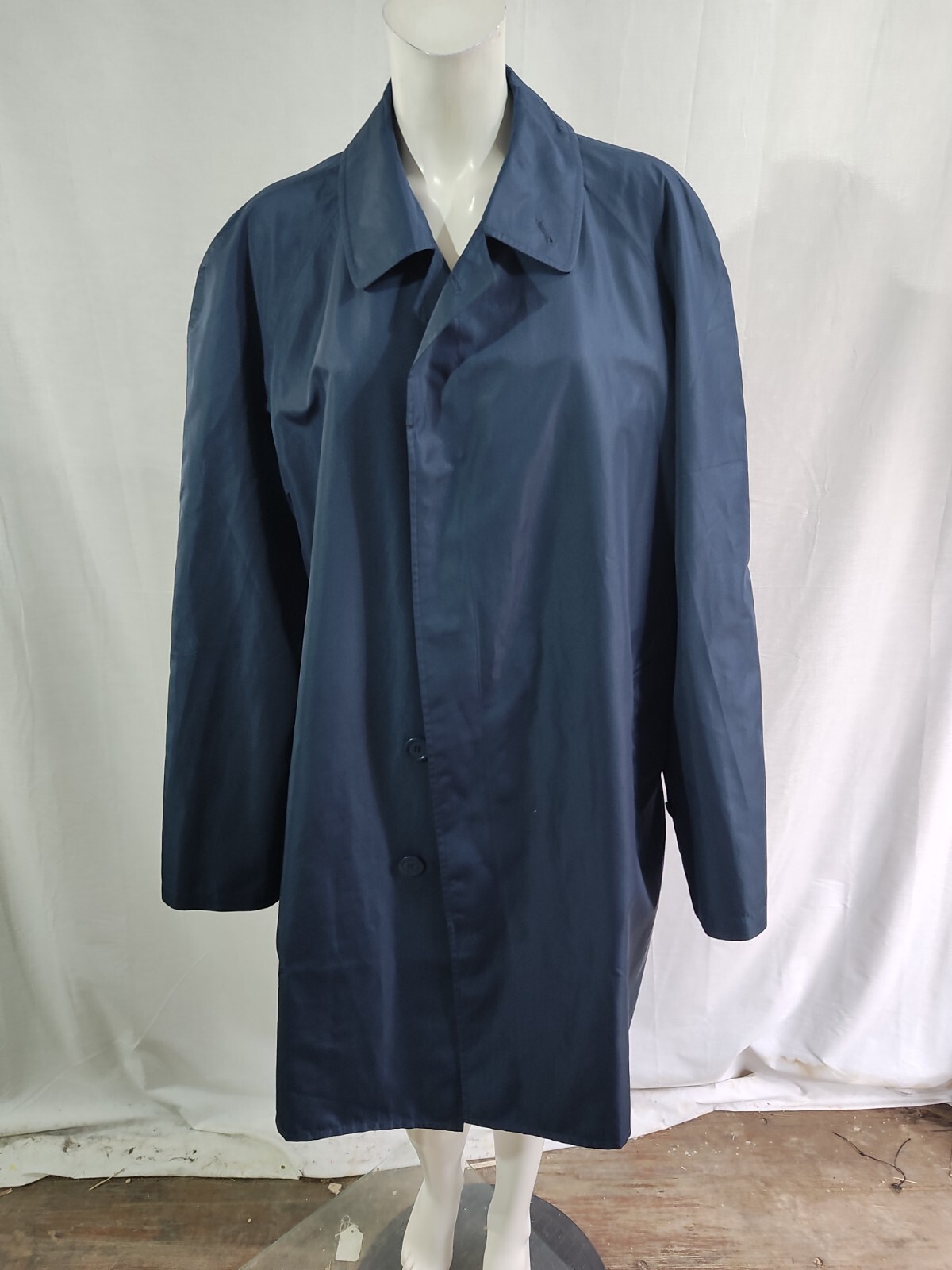 BURBERRY Dark Blue Unlined Long Sleeve Button Shower Coat Size 18-20