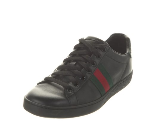 GUCCI Web Accent Leather Sneakers Size: 36.5