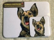 German Shepherd Dog Computer Mouse Pad &  2 Coasters Sealed New Set