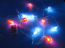 LED String Lights Red Blue Balloons 6 Foot Strand Indoor Battery Operated NEW