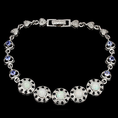 FIRE OPAL,SAPPHIRE HEART LINK 925 SILVER