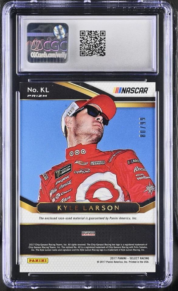 2017 Panini Select Swatches Kyle Larson Red /99 CGC 9 Mint - Image 2 of 2