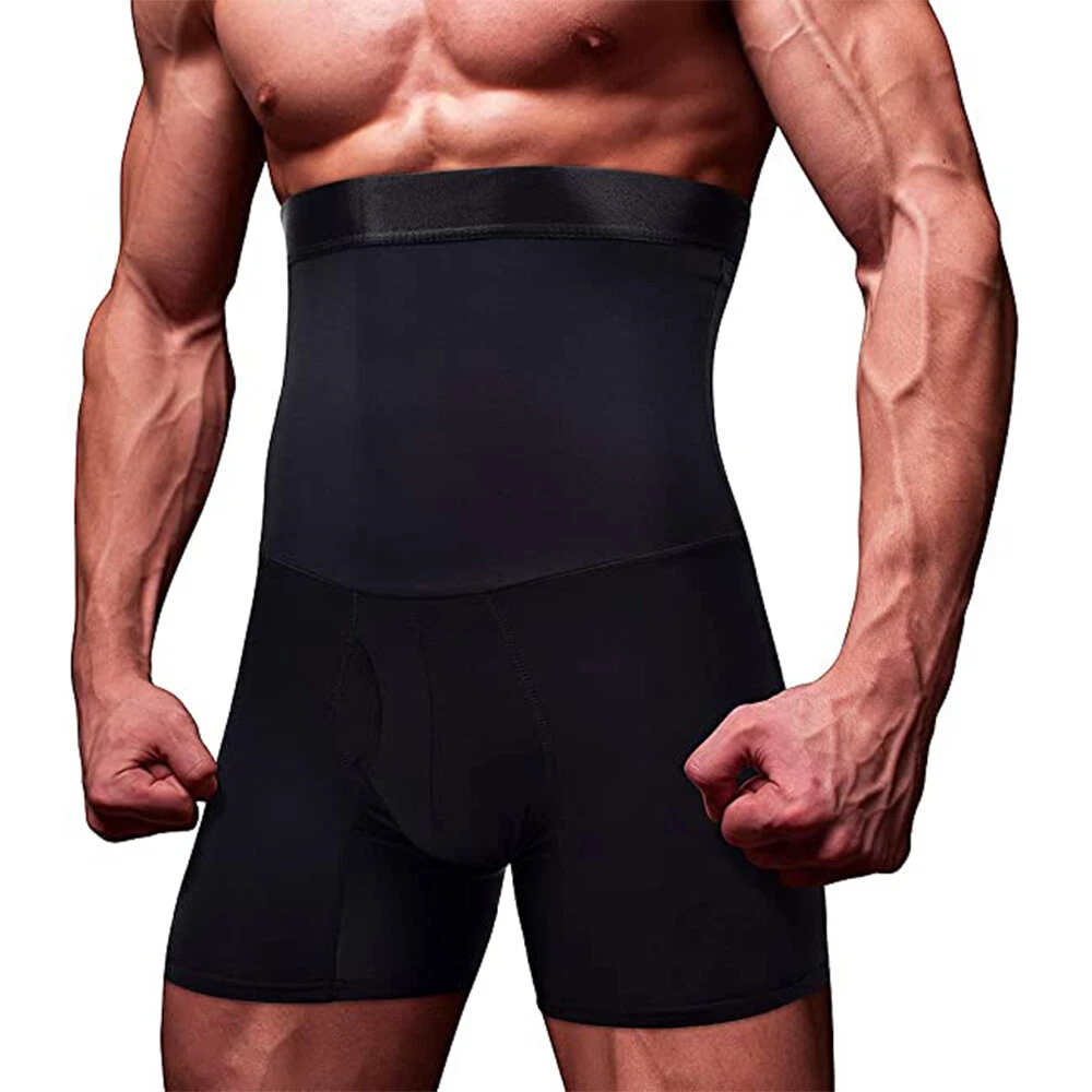 Mens High Waist Boxer Shorts Tummy Slim Body Shaper Girdle