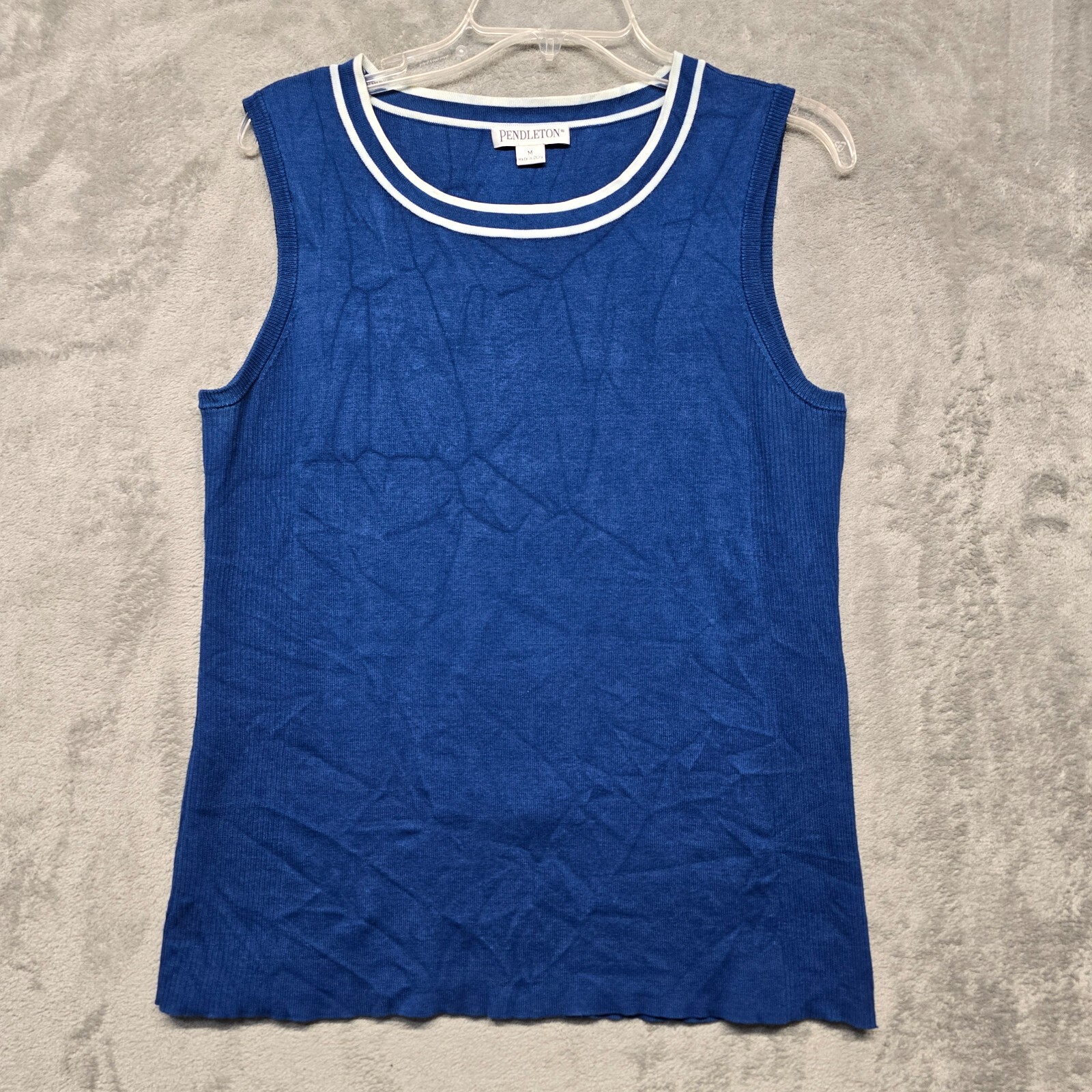 Pendleton Top Womens Medium Blue White Sleeveless… - image 12