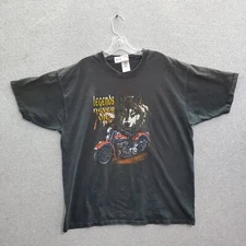 VINTAGE Legends Never Die Men Shirt XL Black Wolf Motorcycle Graphic Tee READ